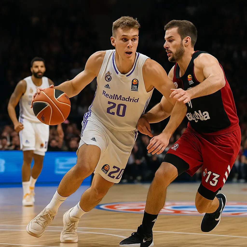 Professional basketball match between Real Madrid and Bayern Munich in the new NBA European League.